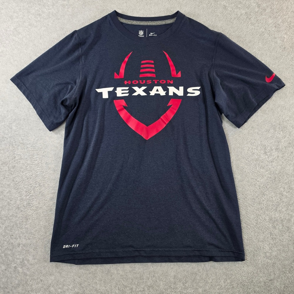 Nike Houston Texans NFL Dri-Fit T-Shirt Mens Small Navy Blue Short Sleeve Tee